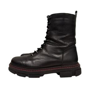 Kurt Geiger Black Combat Boots with Red Accents